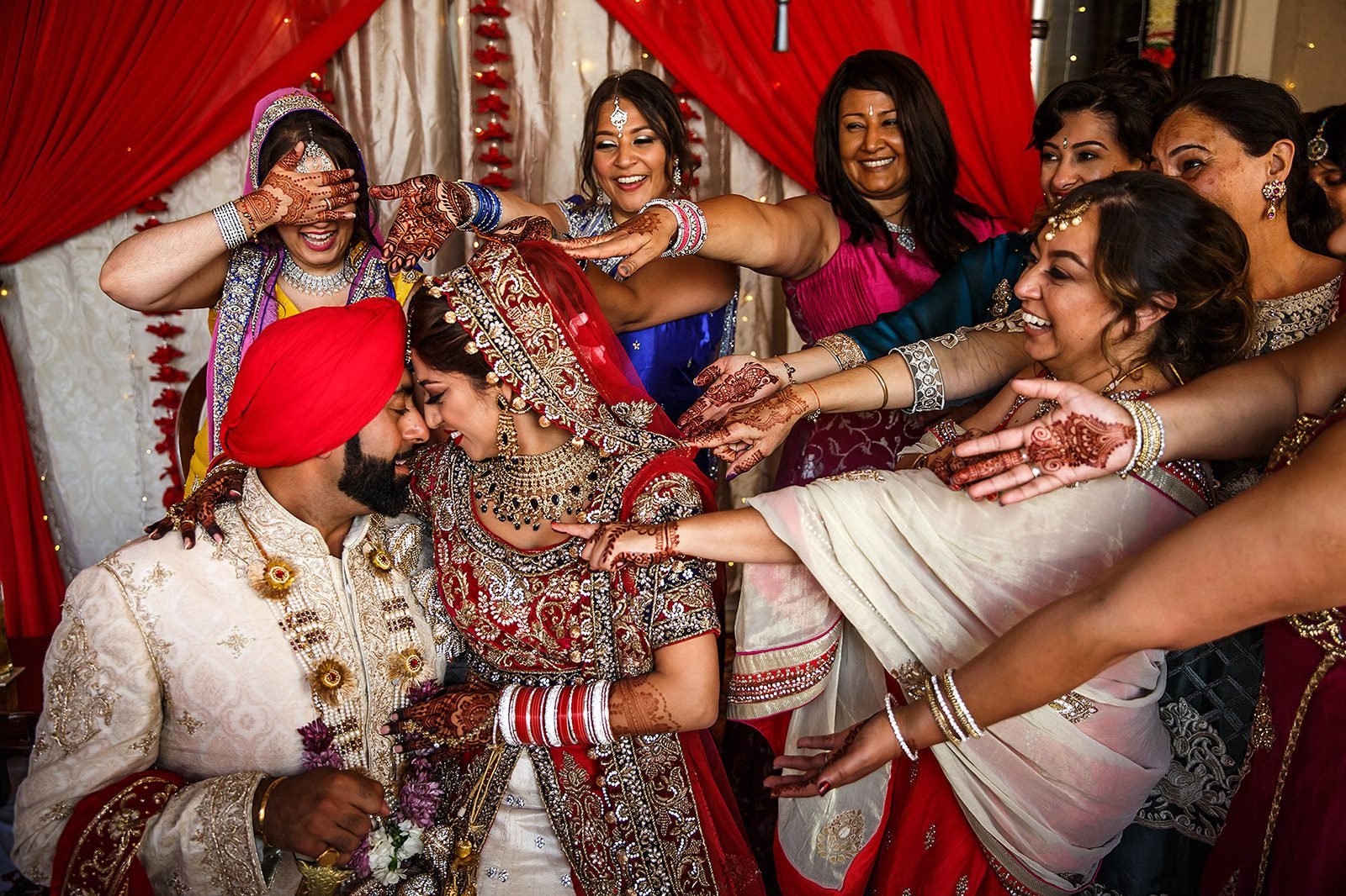 Amardeep and Gulu together during their Sikh wedding
