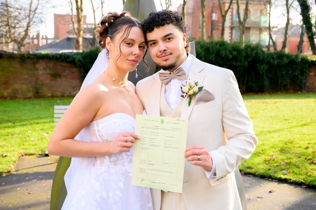 Natural couple photography in West Bromwich showing an intimate moment after the ceremony