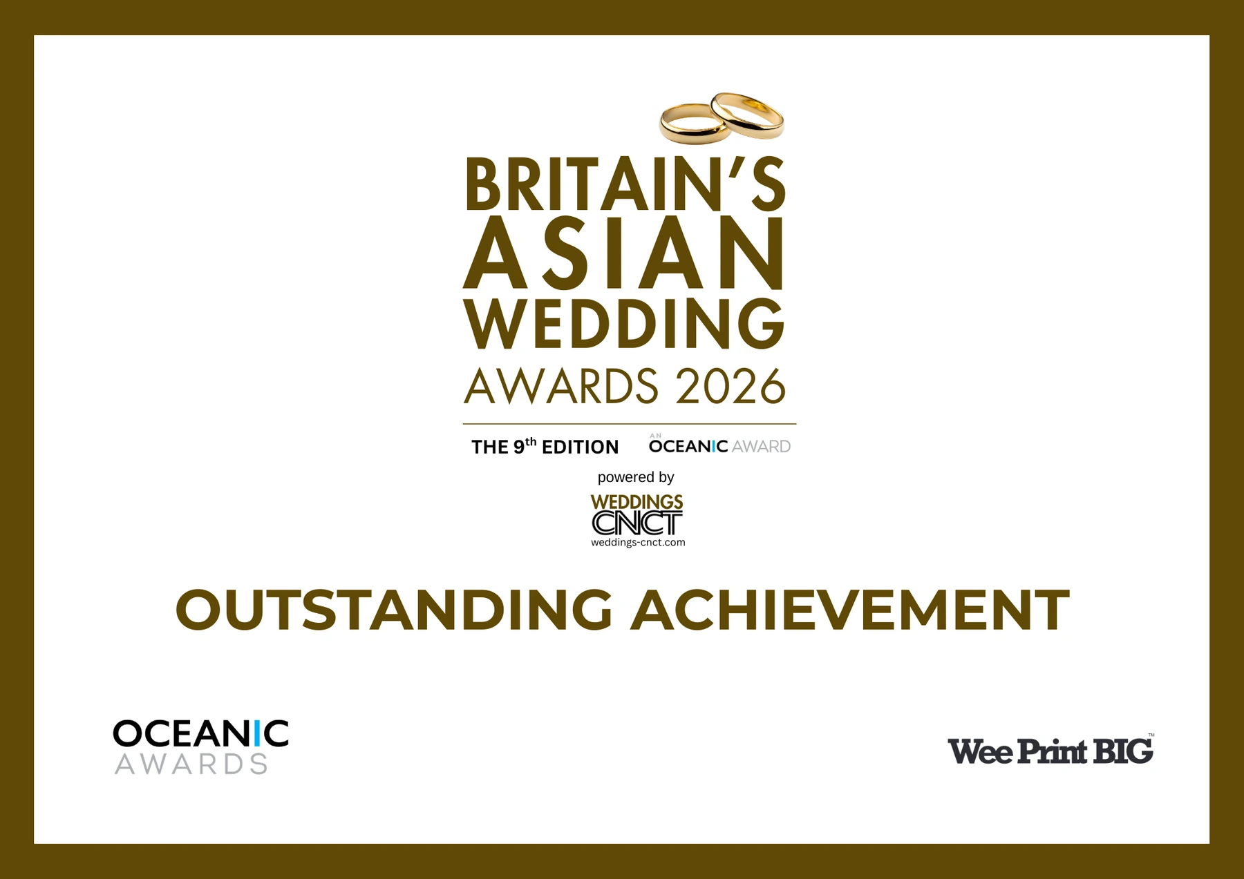 British Asian Wedding Awards 2026 Outstanding Achievement badge